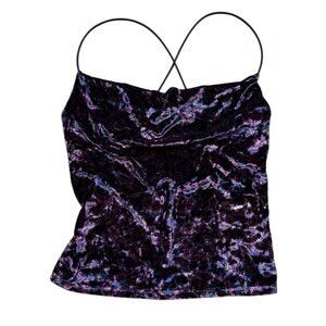 Y2K Rampage Velvet Paisley Print Scoop Neck Crop Top